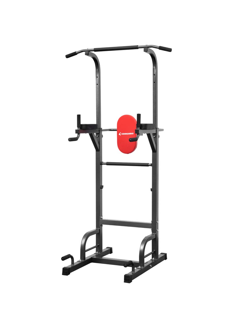 كوماندو برج القوة جهاز تمارين عقلة وتوازي وتدريب عضلات البطن والصدر بوزن 20 كيلو وعقلة قابلة للتعديل 150-225 سم مع قدرة تحمل 175 كيلو جرام - Image 2